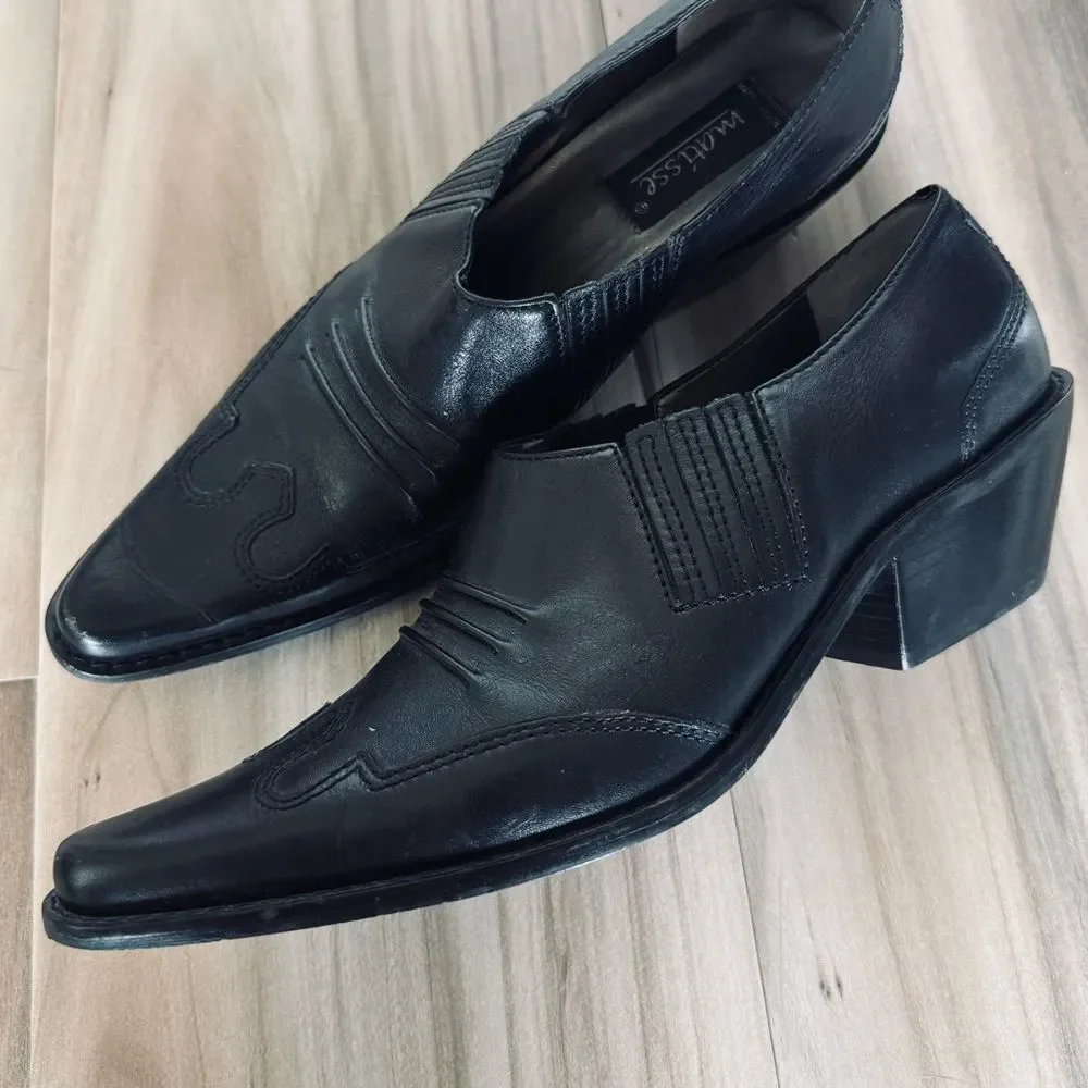 Matisse Brazil Black Leather Western Ankle Boots 8.5